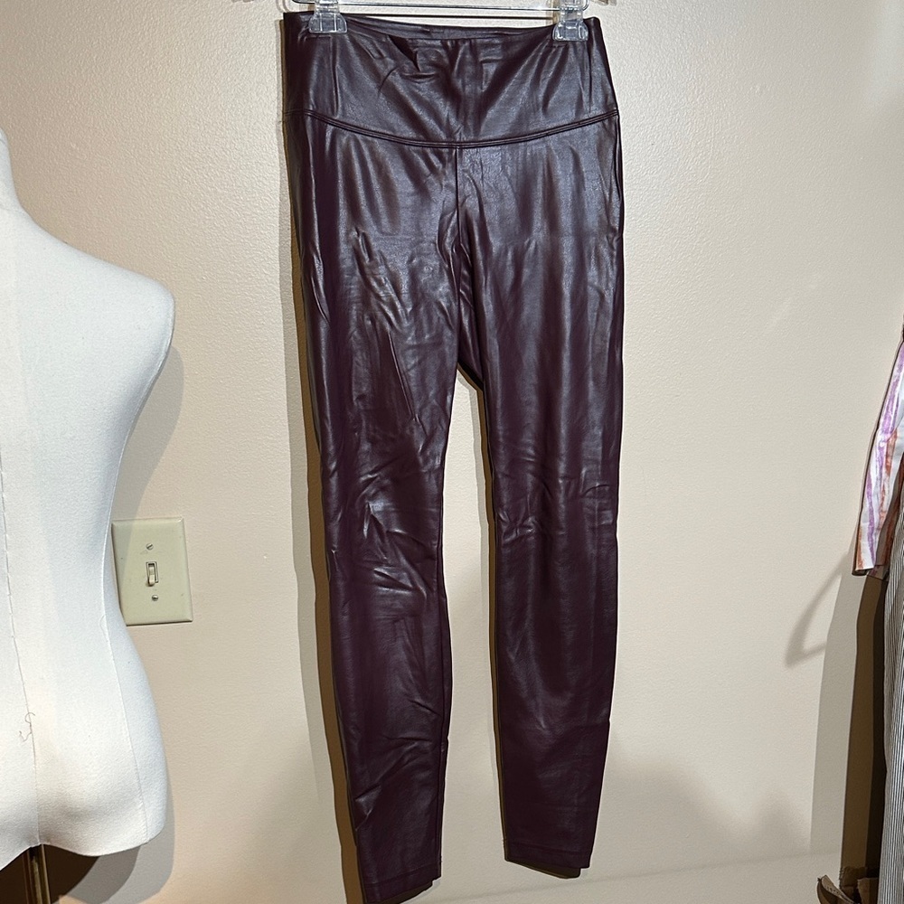 White House Black Market Maroon Faux Leather Leggings